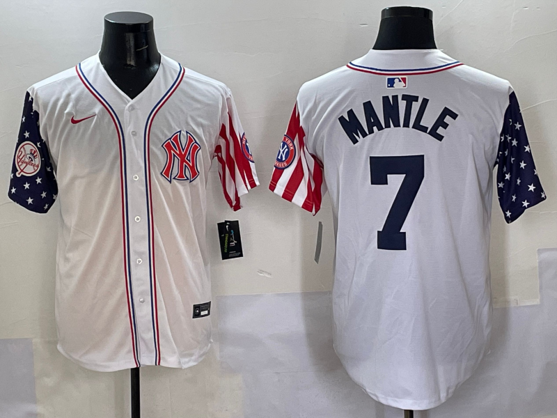 Men 2025  MLB New York Yankees #7 Mantle white jersey style 10->new york yankees->MLB Jersey